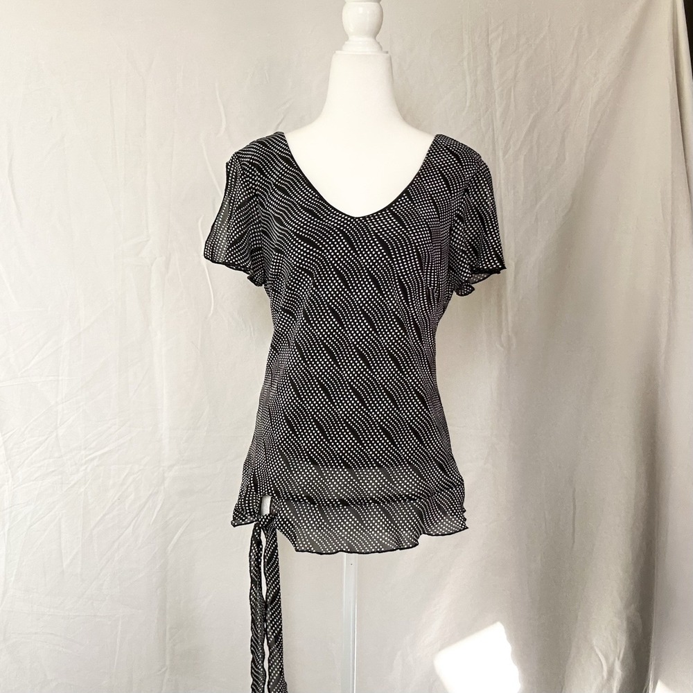 2000s Flutter Sleeve Tie Top Y2K Whimsigoth Dark Coquette Fairy